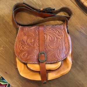 Large Patricia Nash two-toned leather Crossbody